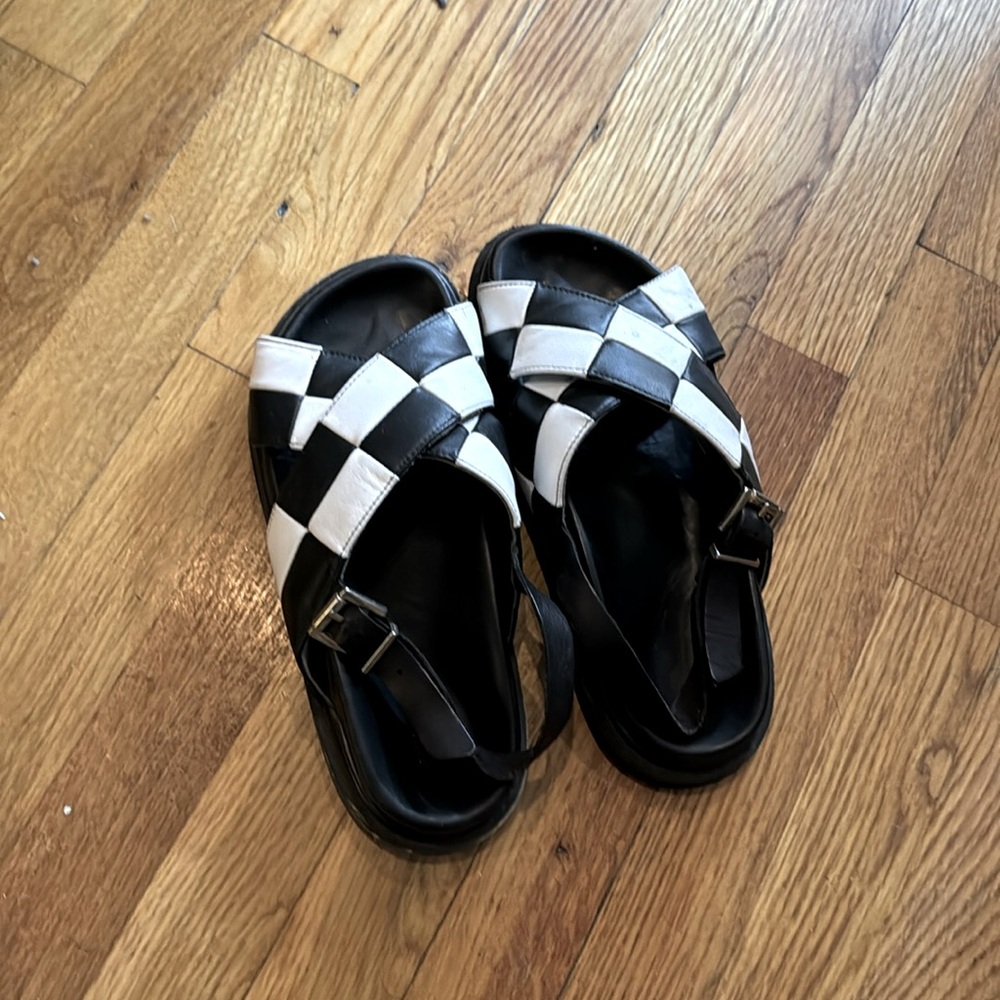 ALOHAS Genuine Leather Checkerboard Sandals